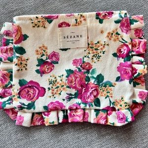 Sezane Floral Cotton Canvas Pouch - NEW